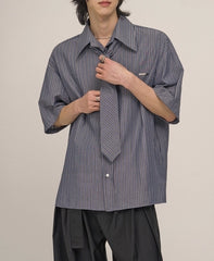 Striped Short Sleeve Casual Shirt Academy Style