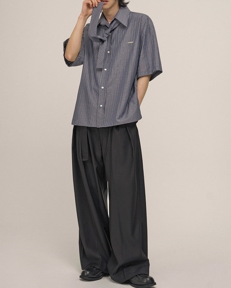 Striped Short Sleeve Casual Shirt Academy Style