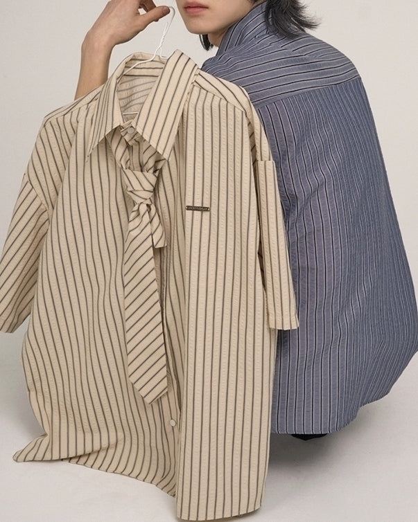Striped Short Sleeve Casual Shirt Academy Style