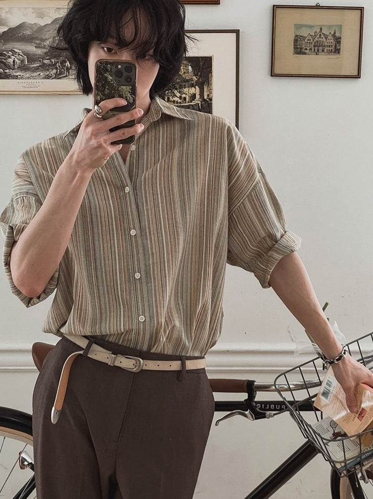 Striped Short Sleeve Casual Shirt