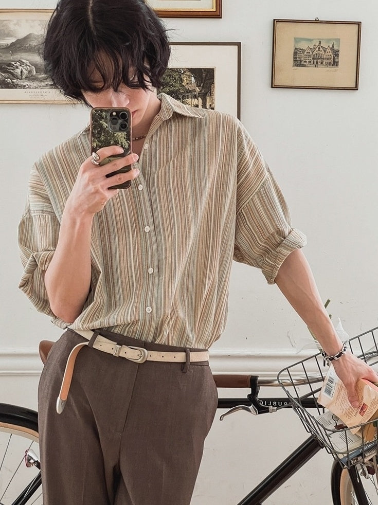 Striped Short Sleeve Casual Shirt
