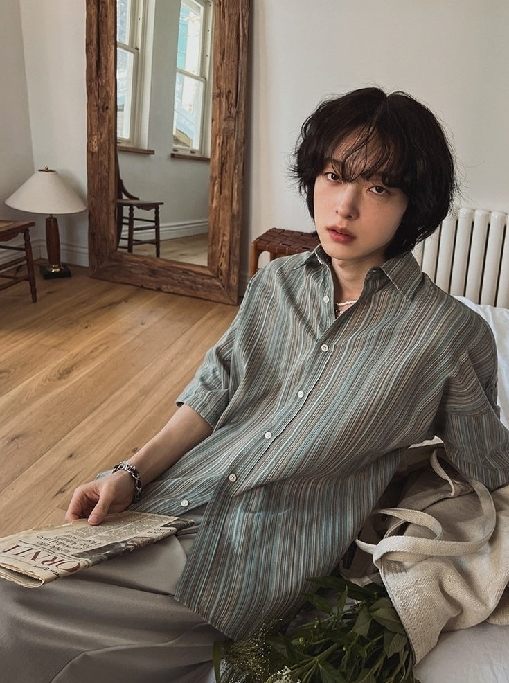 Striped Short Sleeve Casual Shirt