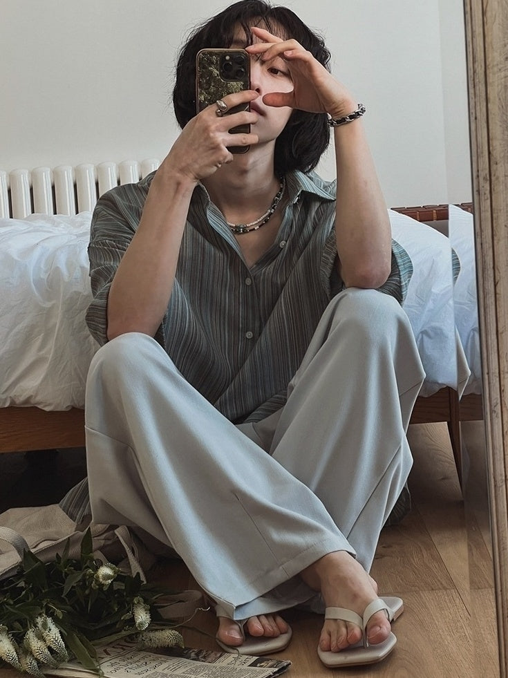 Striped Short Sleeve Casual Shirt