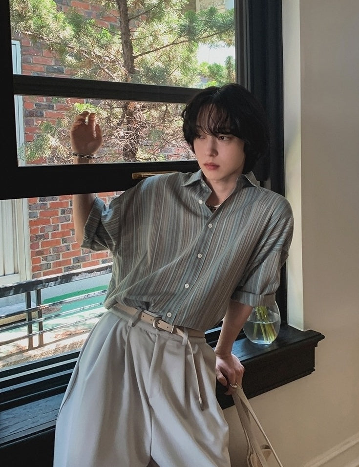 Striped Short Sleeve Casual Shirt