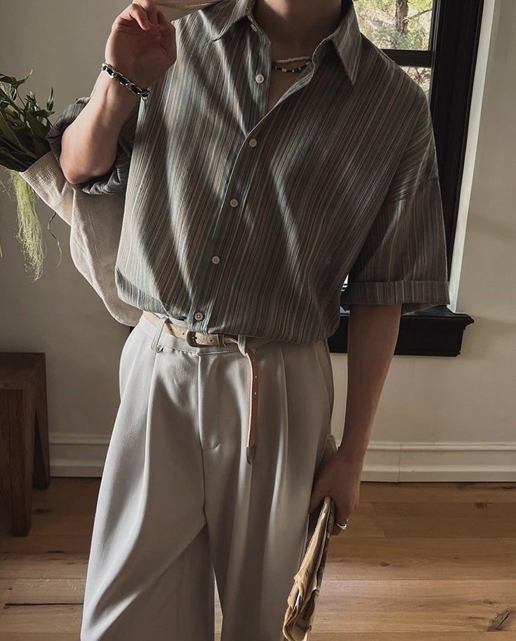 Striped Short Sleeve Casual Shirt