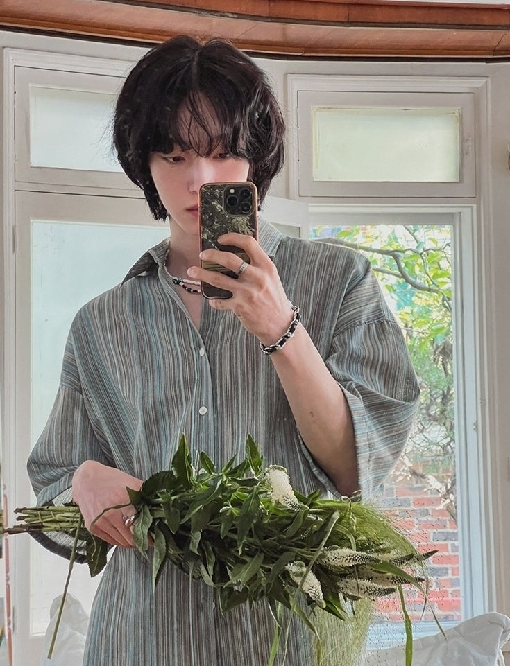 Striped Short Sleeve Casual Shirt