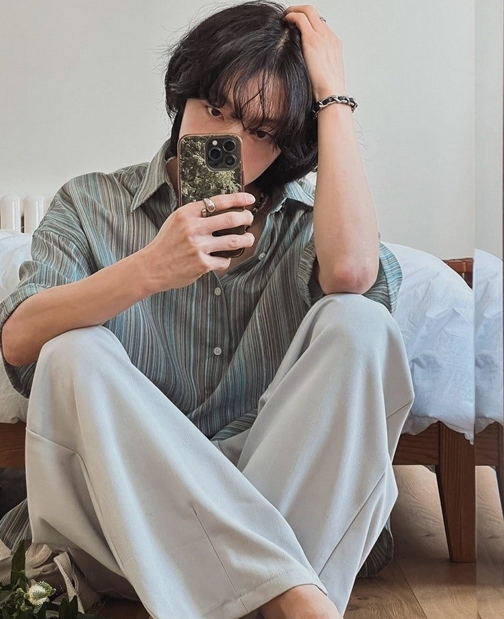 Striped Short Sleeve Casual Shirt