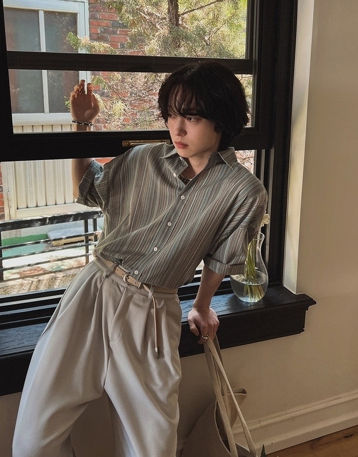 Striped Short Sleeve Casual Shirt