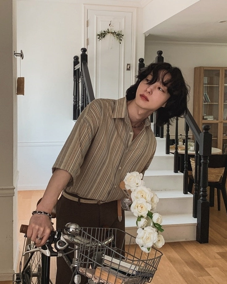 Striped Short Sleeve Casual Shirt