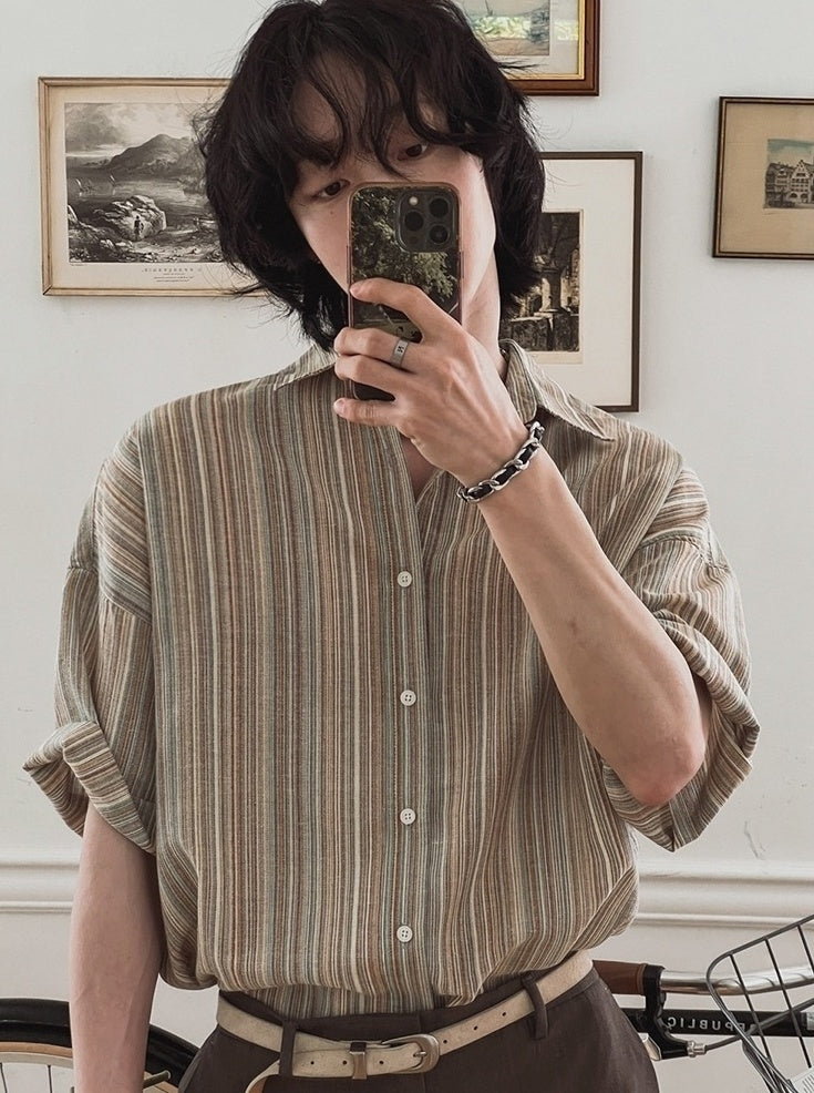 Striped Short Sleeve Casual Shirt