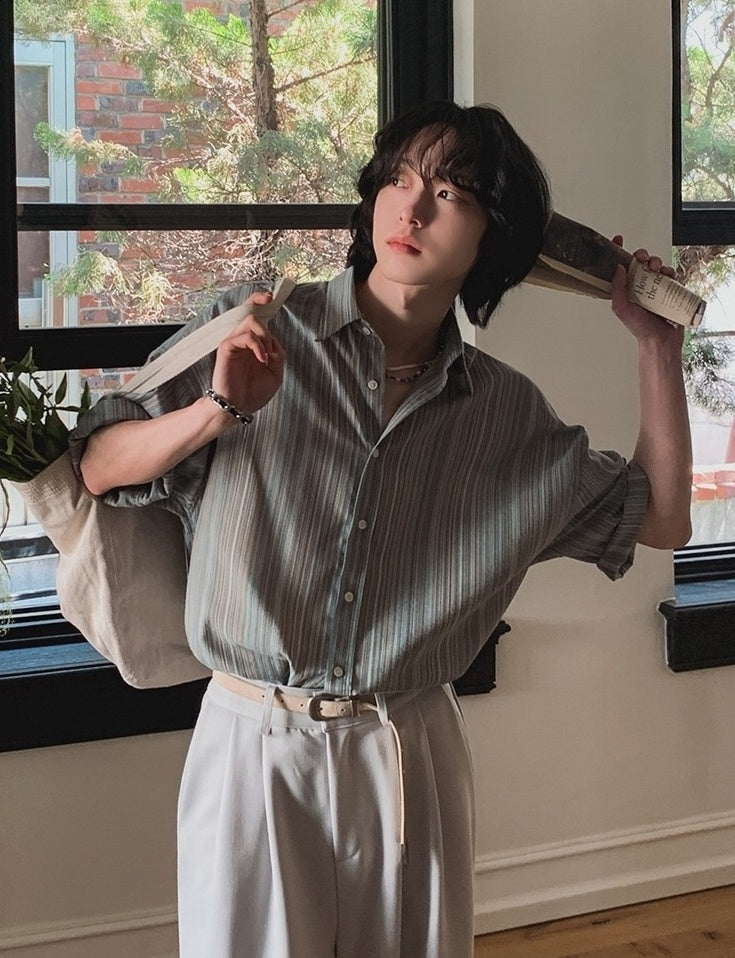 Striped Short Sleeve Casual Shirt