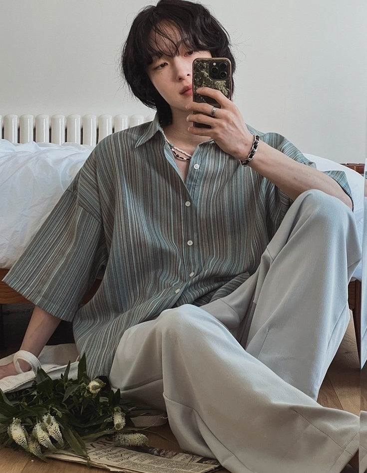 Striped Short Sleeve Casual Shirt