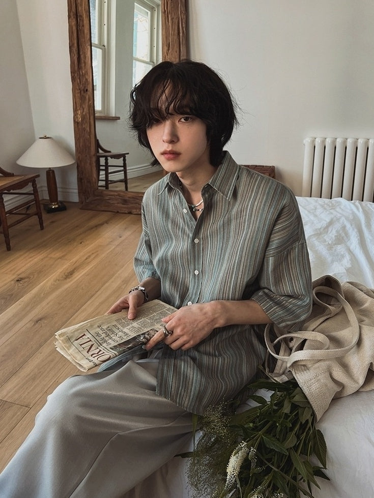 Striped Short Sleeve Casual Shirt