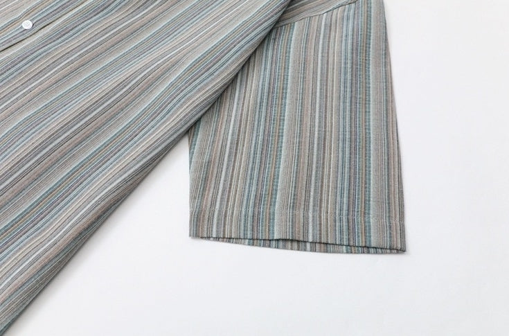 Striped Short Sleeve Casual Shirt