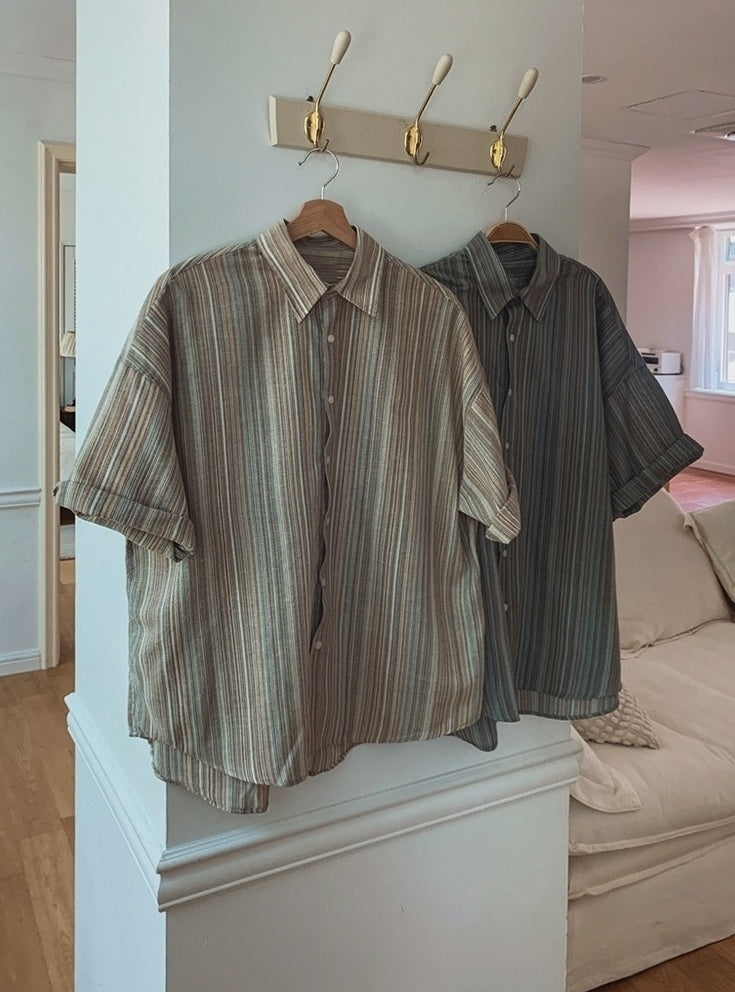 Striped Short Sleeve Casual Shirt