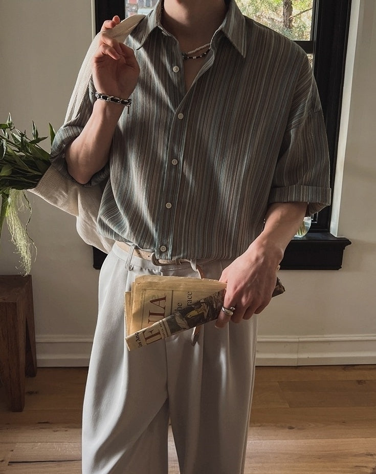 Striped Short Sleeve Casual Shirt