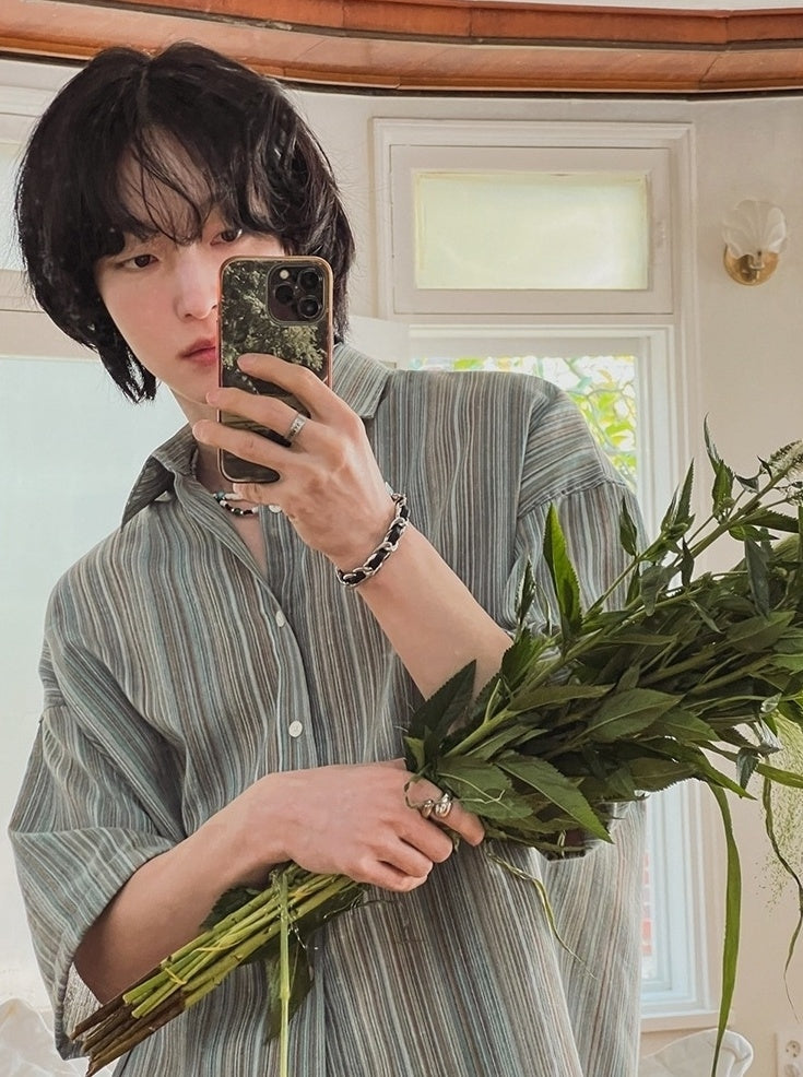 Striped Short Sleeve Casual Shirt