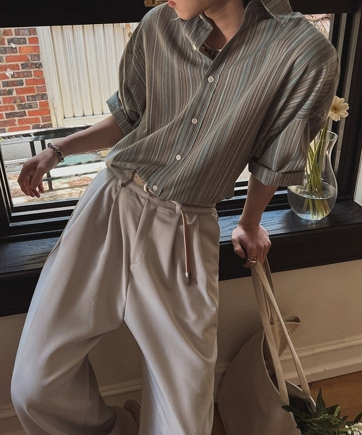 Striped Short Sleeve Casual Shirt