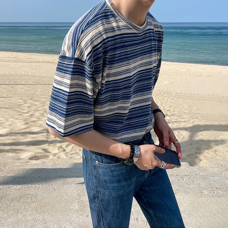 Striped Short Sleeve Casual T-Shirt