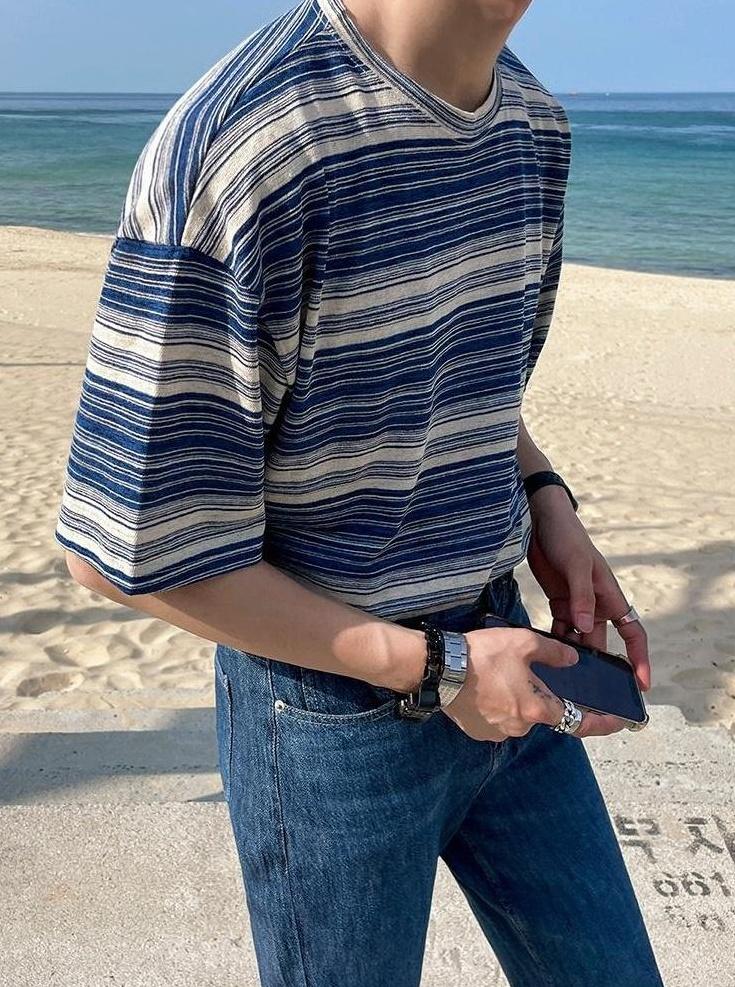 Striped Short Sleeve Casual T-Shirt