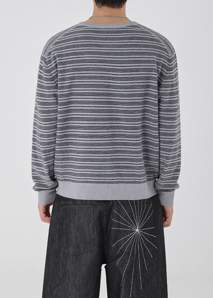 Striped Slim Knit Henley Top