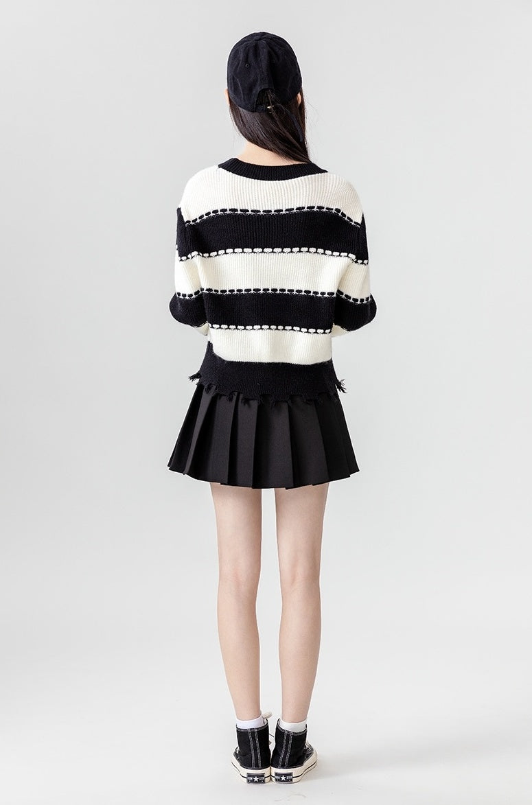 Striped Sweater Black White Fashion