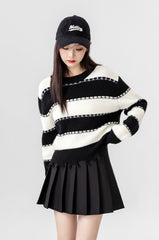 Striped Sweater Black White Fashion