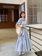 Striped Tie Waist Shirt And Skirt Set