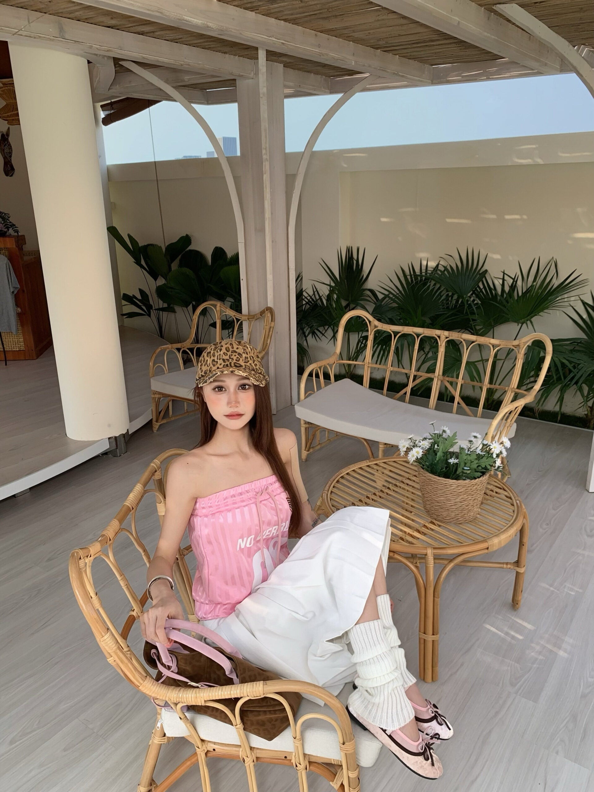 Striped Tie Waist Strapless Top
