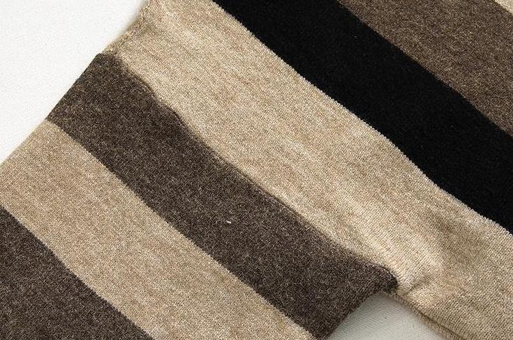 Striped Vneck Knit Pullover Sweater