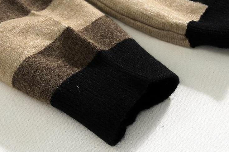 Striped Vneck Knit Pullover Sweater