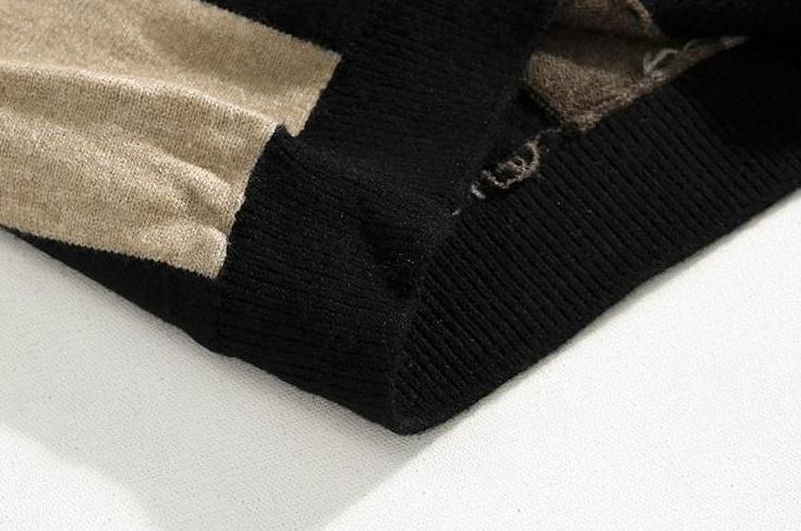 Striped Vneck Knit Pullover Sweater