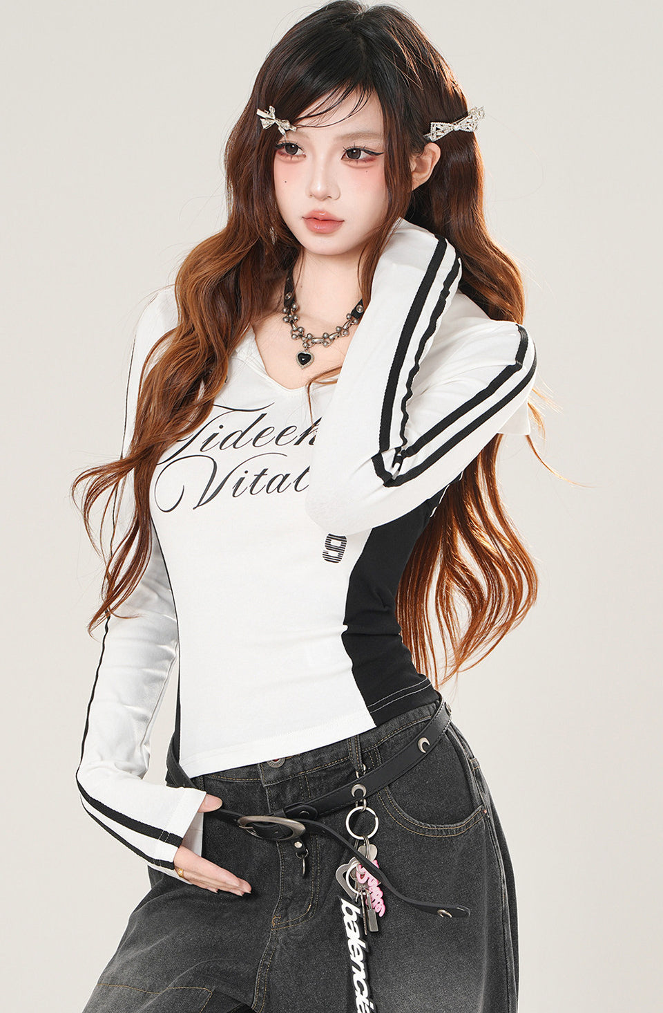 Style Long Sleeve Slim Fit Sailor Collar Top