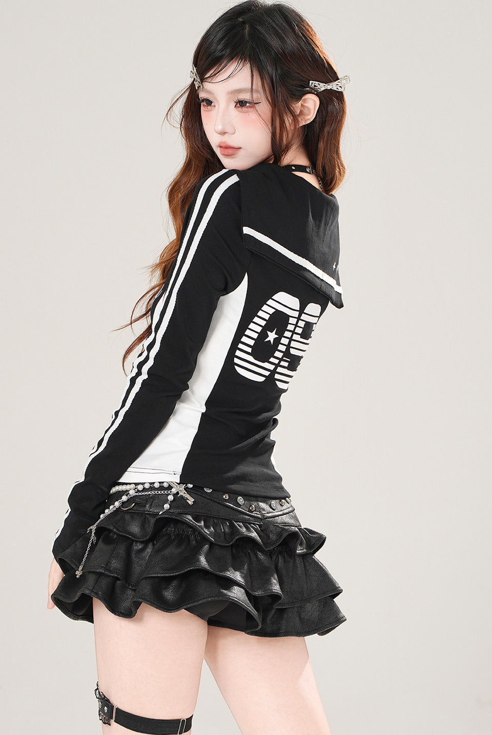 Style Long Sleeve Slim Fit Sailor Collar Top