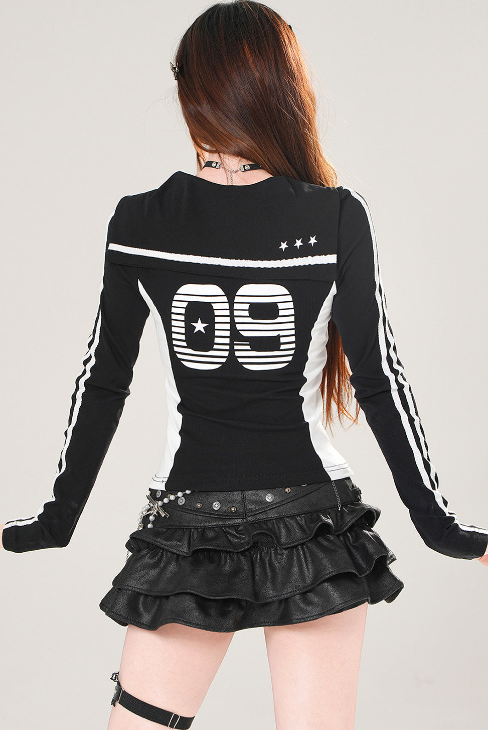 Style Long Sleeve Slim Fit Sailor Collar Top