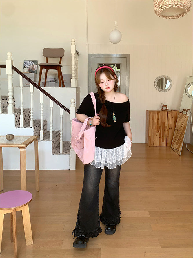 Style Loose Flare Jeans Pants