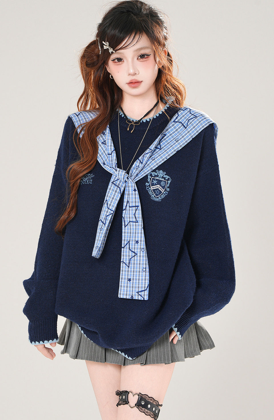 Style Plaid Loose Sweater