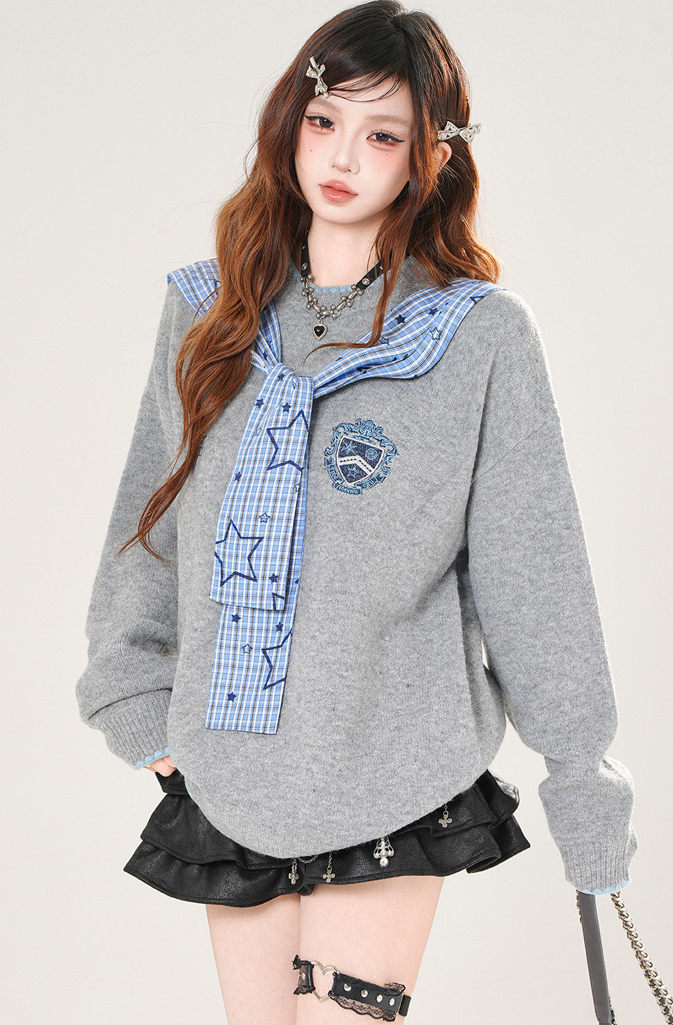 Style Plaid Loose Sweater
