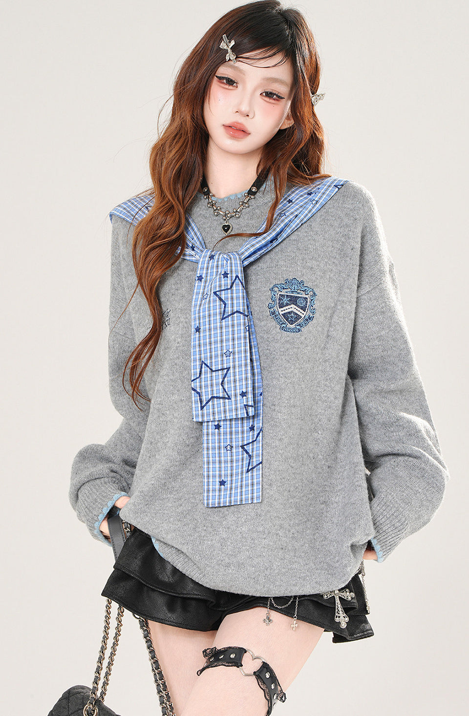 Style Plaid Loose Sweater