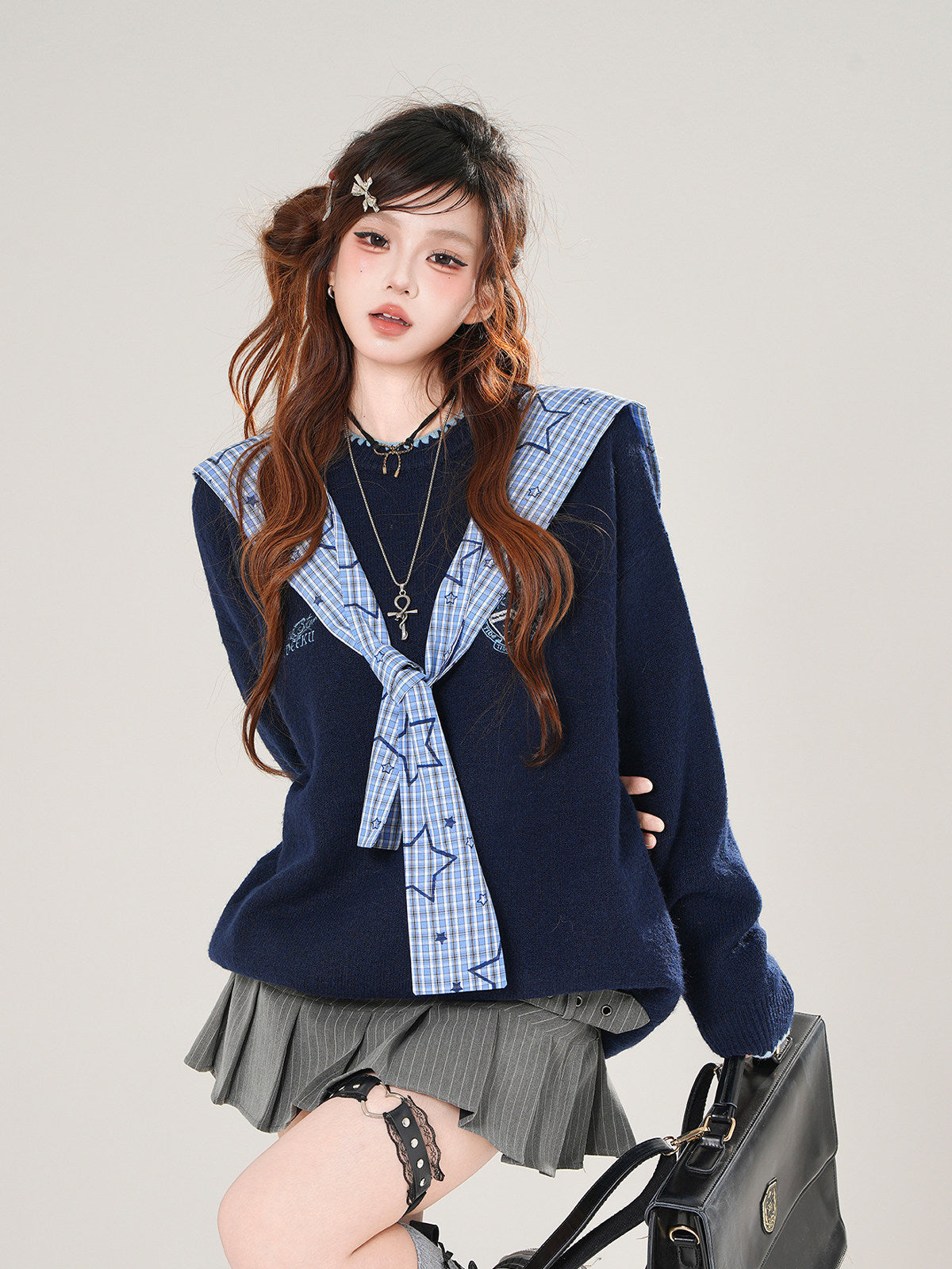 Style Plaid Loose Sweater