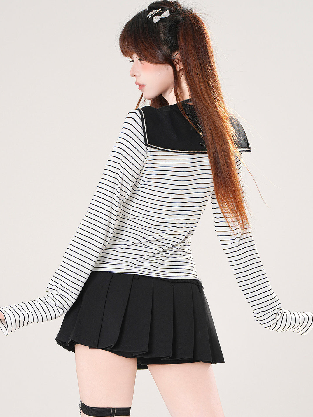 Style Sailor Collar Cropped Top