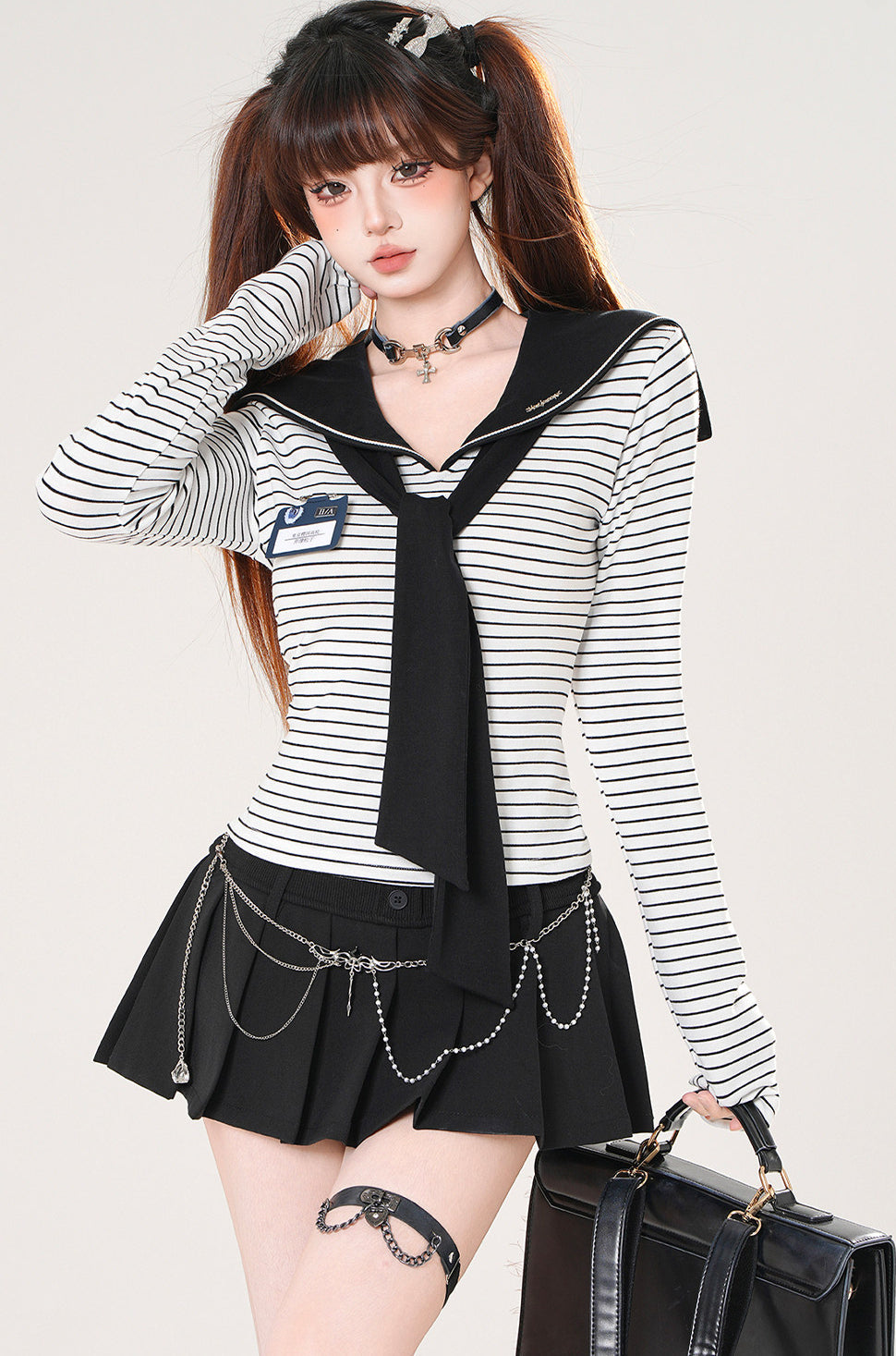 Style Sailor Collar Cropped Top