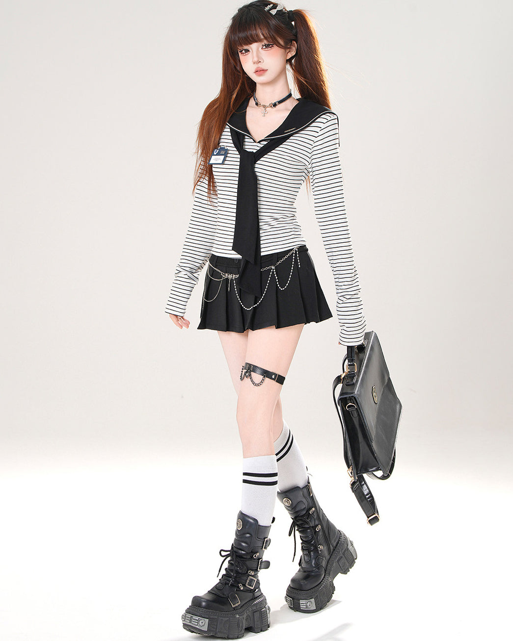 Style Sailor Collar Cropped Top