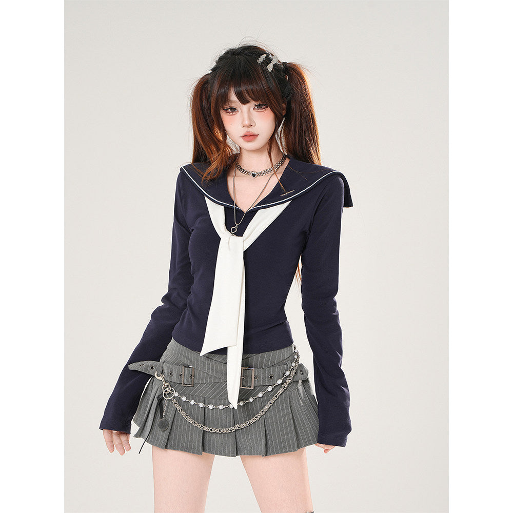 Style Sailor Collar Cropped Top