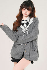 Style V Neck Cardigan Sweater Jacket