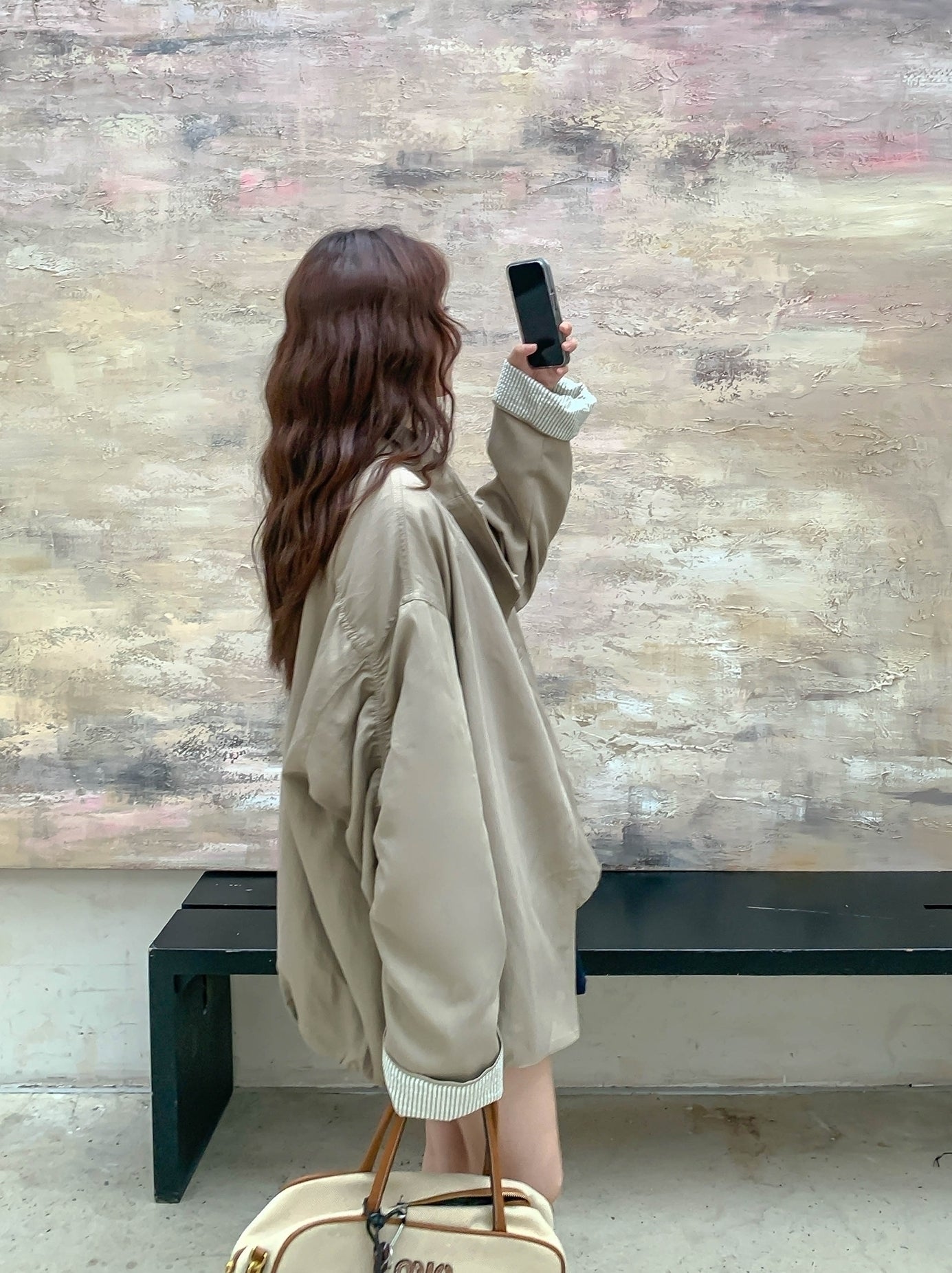 Stylish Army Green Loose Fit Trench Coat