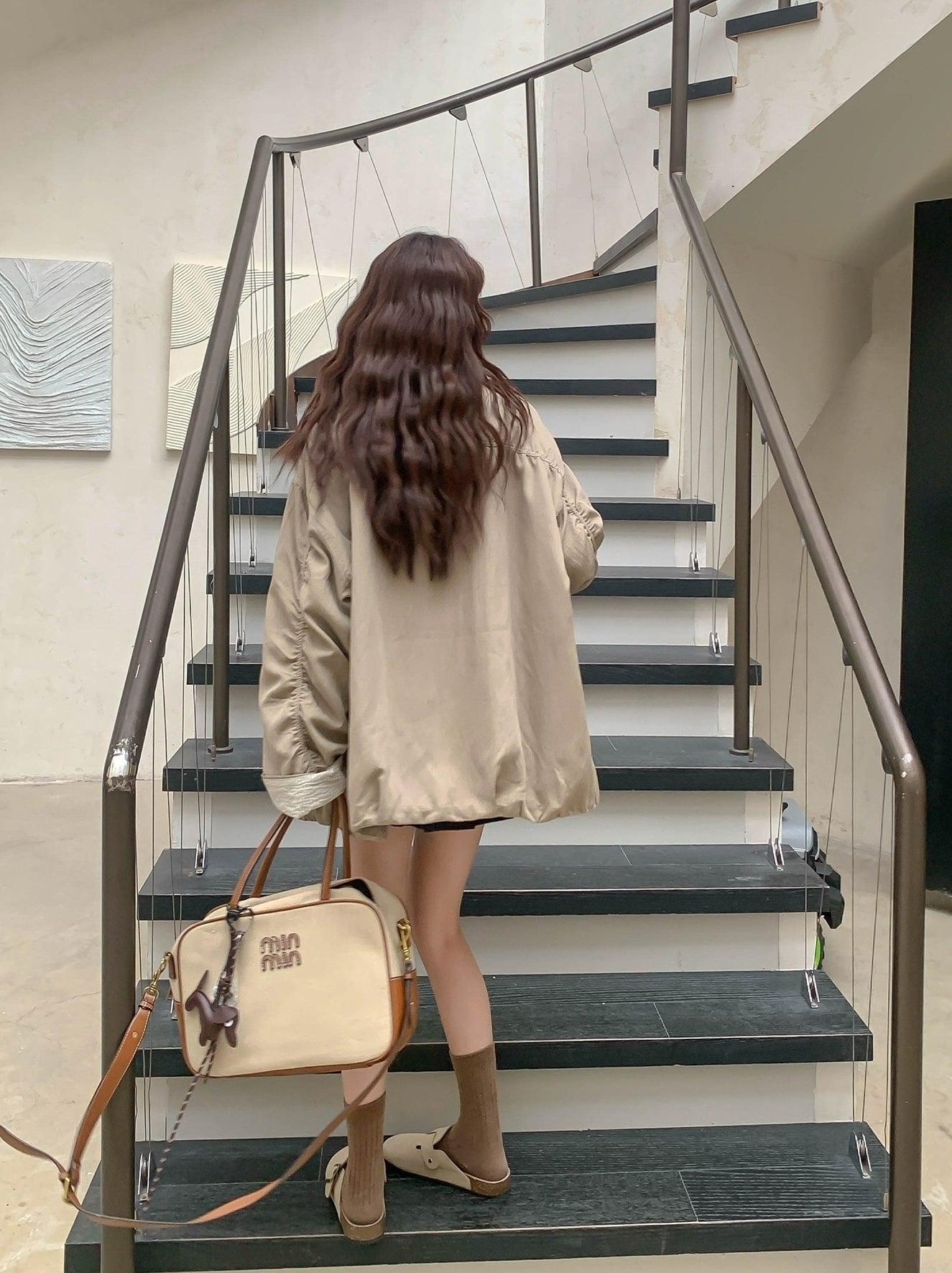 Stylish Army Green Loose Fit Trench Coat