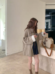 Stylish Army Green Loose Fit Trench Coat