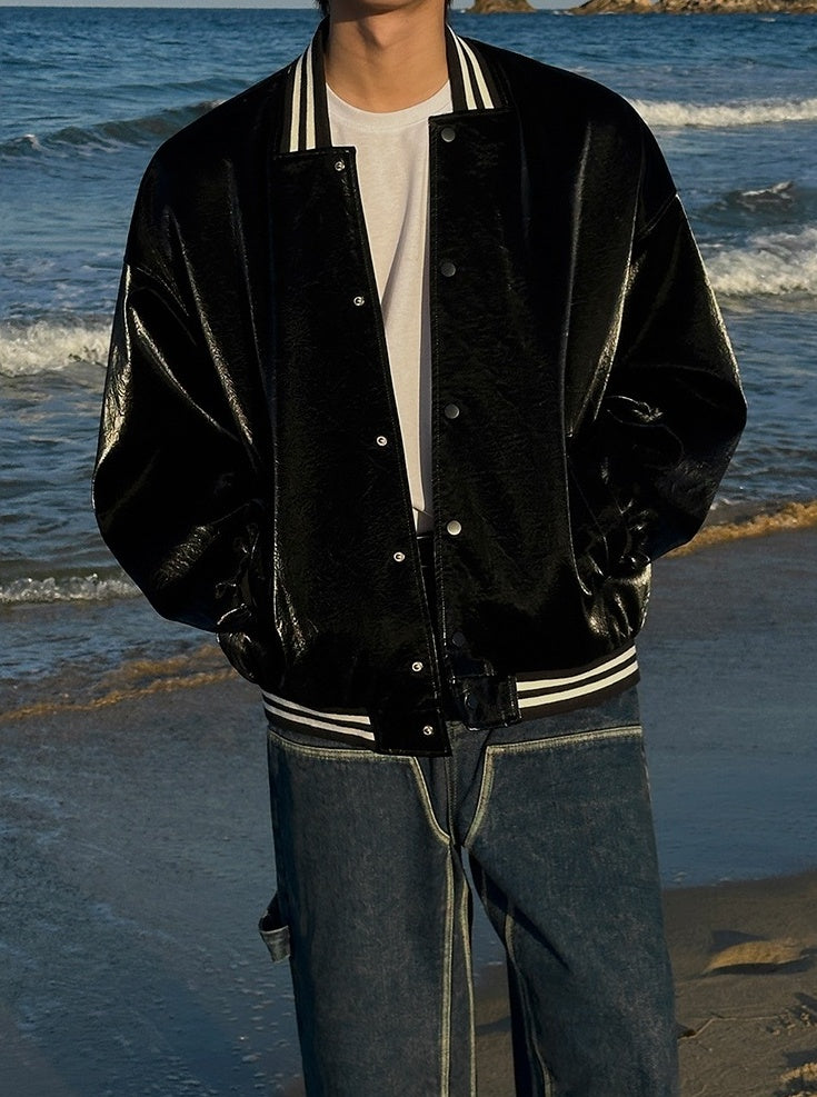 Stylish Color Block Bomber Flight Jacket