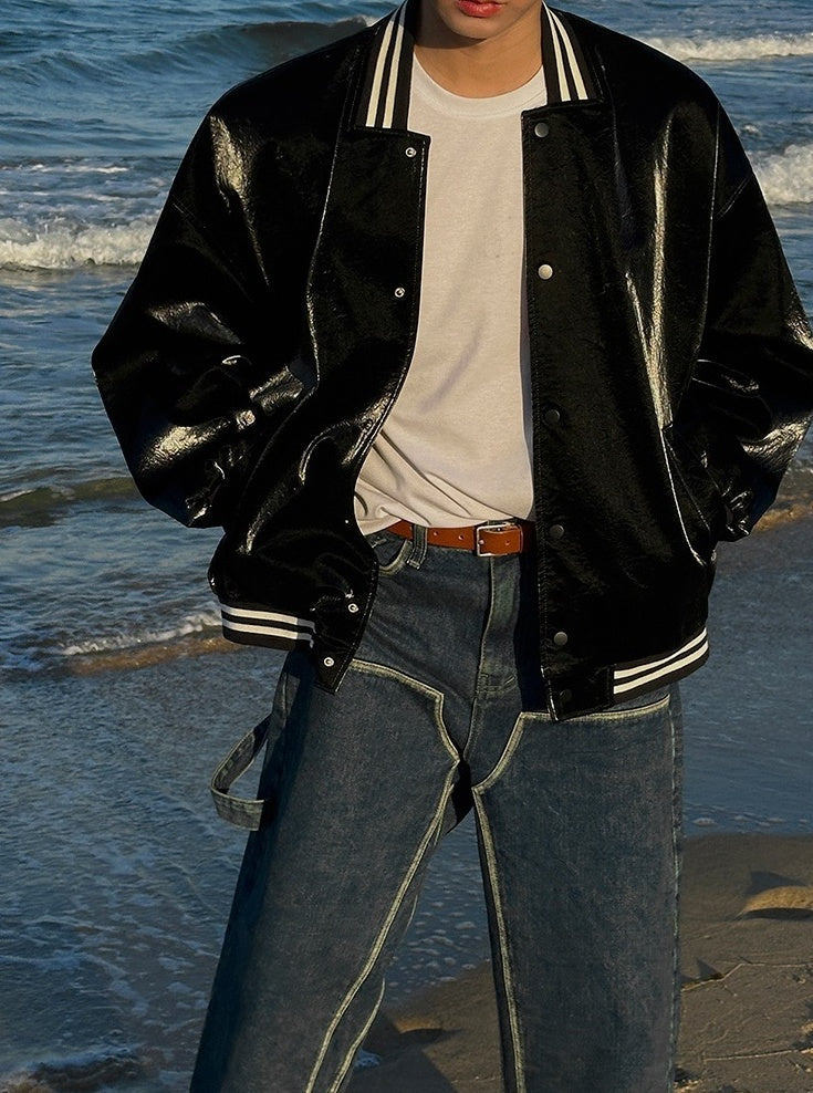 Stylish Color Block Bomber Flight Jacket